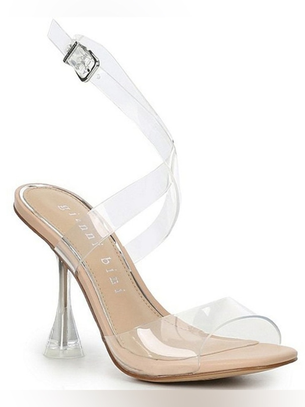 NWT Gianni Bini Kirrah Clear Vinyl Strappy Flared Heel Sandals Sz 7